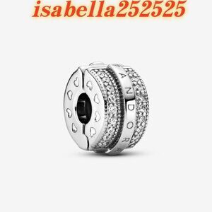 Pandora Sparkling Pavé Lines & Logo Clip Charm|Pendant